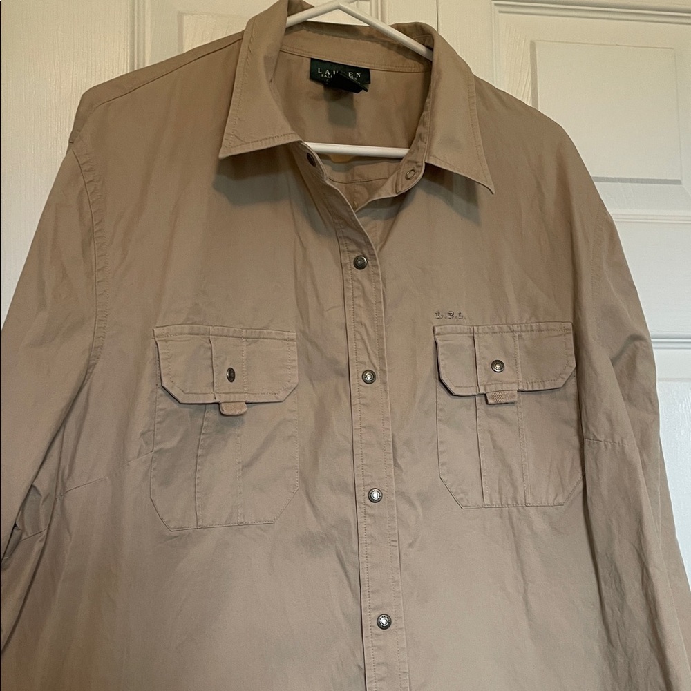 Lauren Ralph Lauren 2XL safari snap front embroidered LRL long sleeve hike